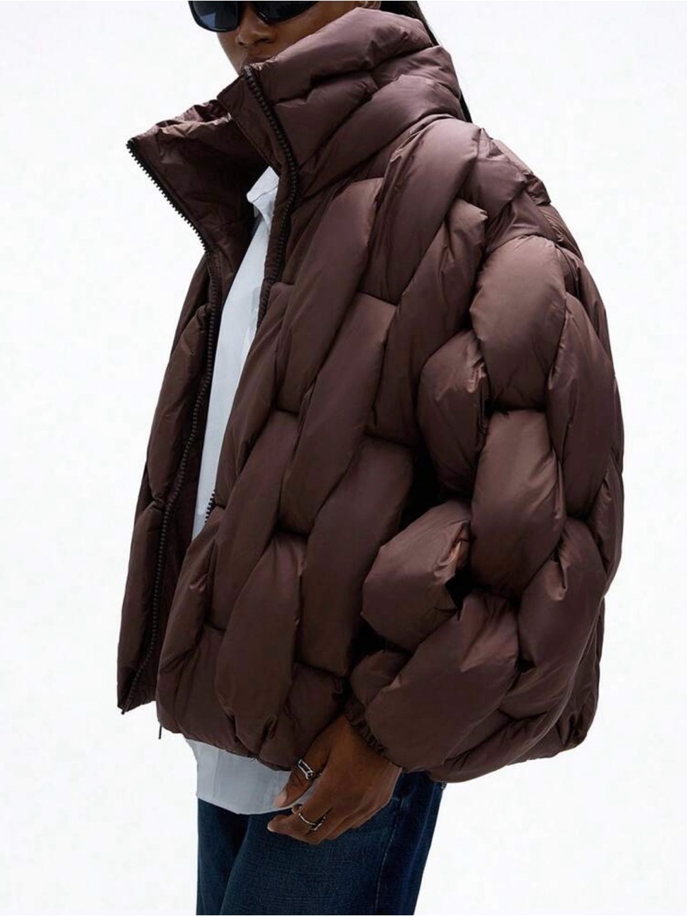 Men's Chocolate Brown Oversized Quilted Puffer Jacket